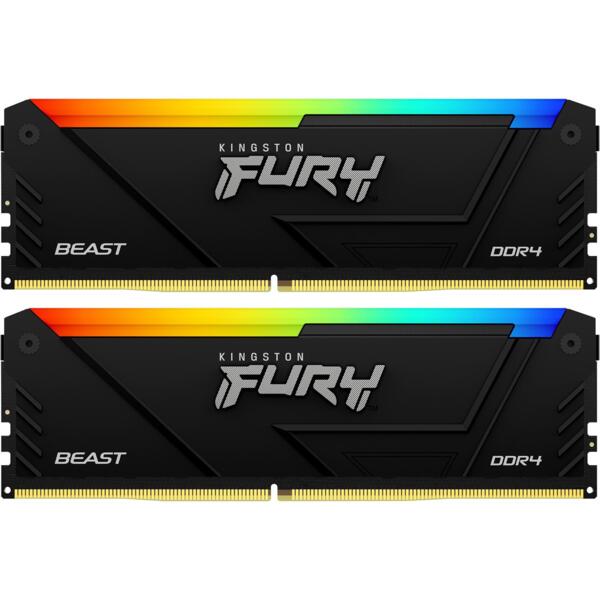 

Память ПК Kingston DDR4 16GB KIT (8GBx2) 3200 FURY Beast RGB (KF432C16BB2AK2/16WP)