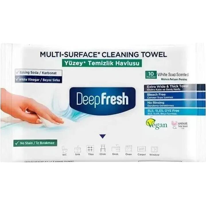 Салфетки влажные Deep Fresh Multi-Surface Cleaning Wipes Универсальные для очистки поверхностей 10 шт. фото 1