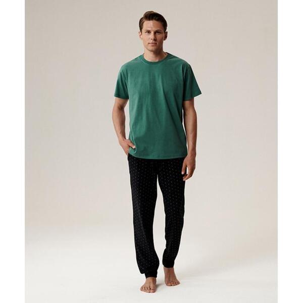 

Пижама мужская брюки, футболка Atlantic NMP-388 L зеленая/чёрная