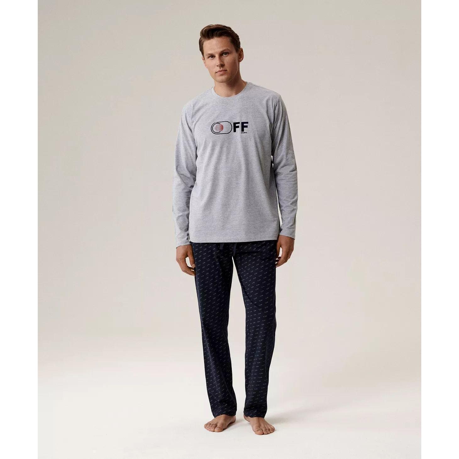 Піжама чоловіча штани, сорочка Atlantic NMP-390 L сіра/синяфото1