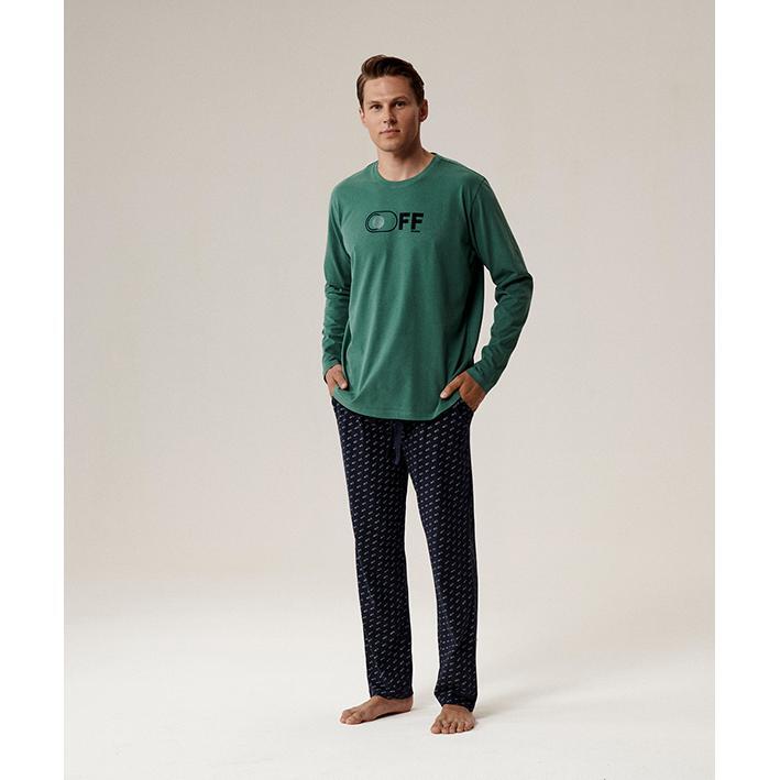 Пижама мужская брюки, рубашка Atlantic NMP-390 XL зеленая/синяя фото 1