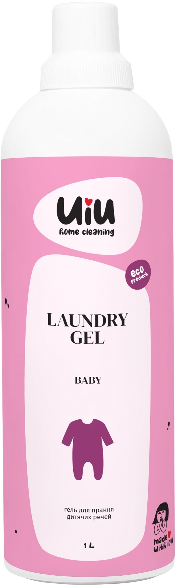 Гель для стирки UIU для детских вещей без аромата 1 л фото 1