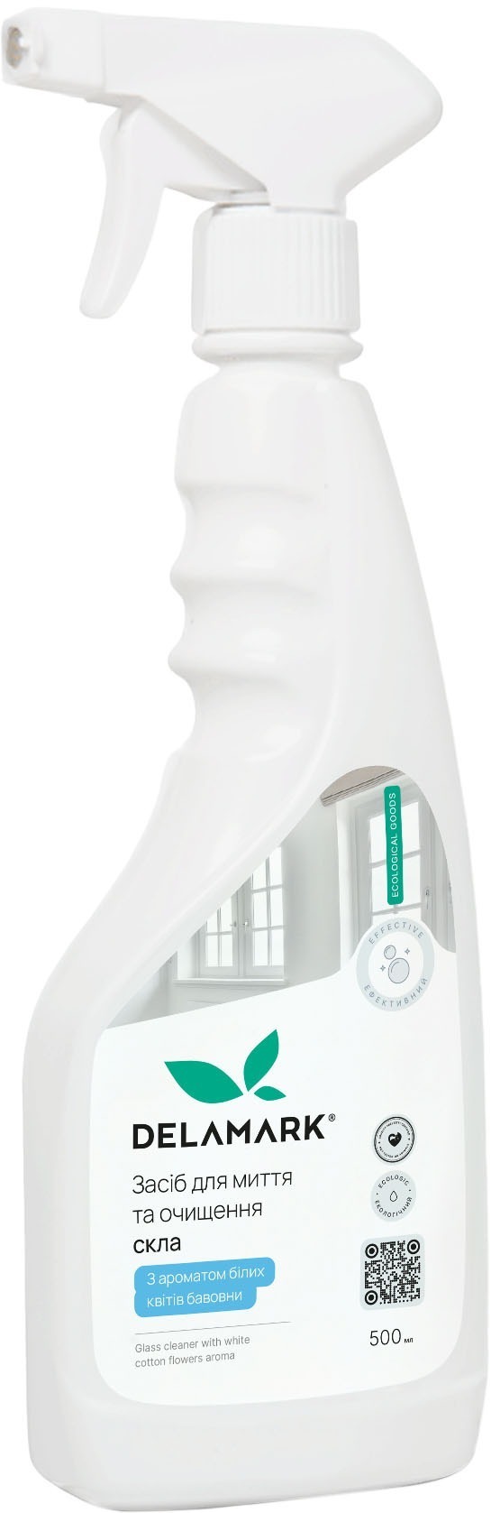 Средство для мытья стекла DeLaMark белые цветы хлопка 0,5 л. фото 1