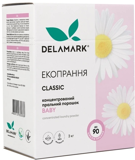 Концентрований безфосфатний пральний порошок DeLaMark Baby 3 кгфото1