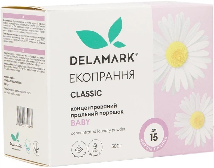 Концентрований безфосфатний пральний порошок DeLaMark Baby 500 гфото1