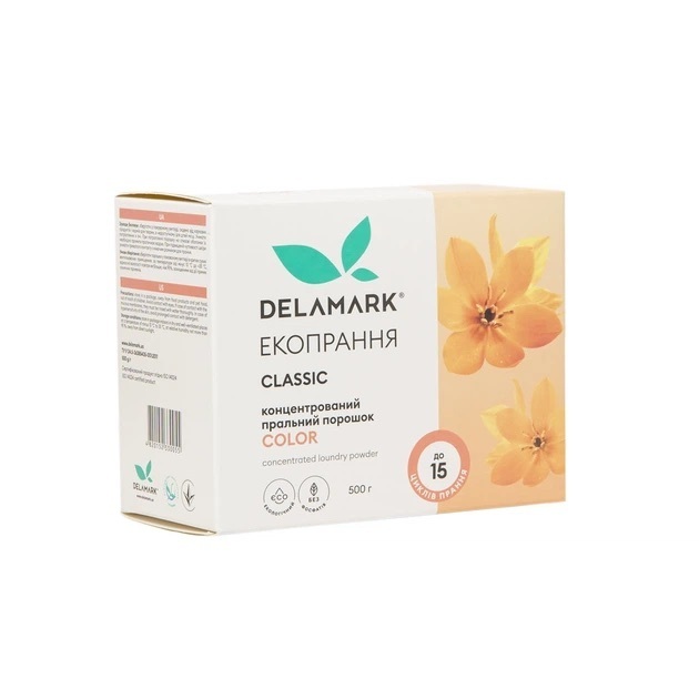 Концентрований безфосфатний пральний порошок DeLaMark Colour 500 гфото1