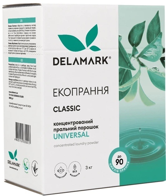 Концентрований безфосфатний пральний порошок DeLaMark Universal 3 кгфото1