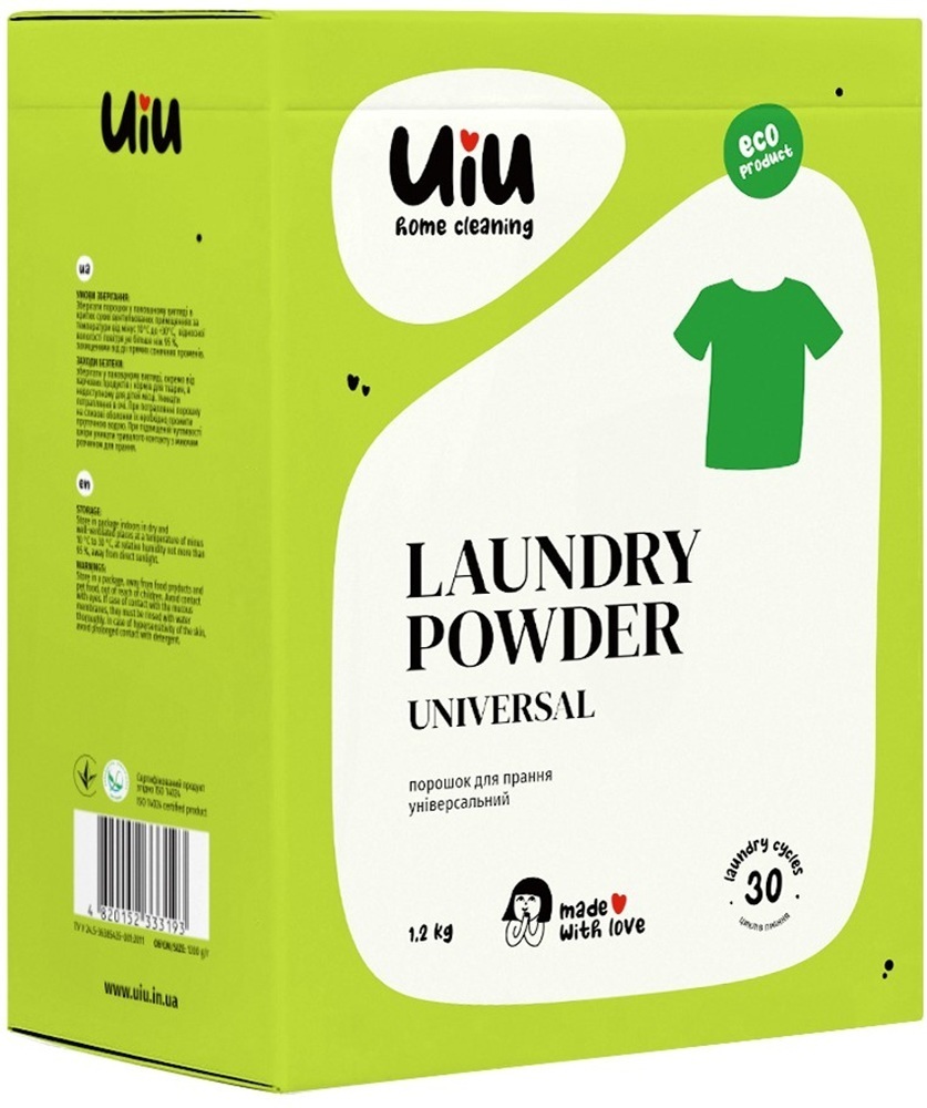 Пральний порошок-концентрат UIU Universal безфосфатний 1,2 кгфото1