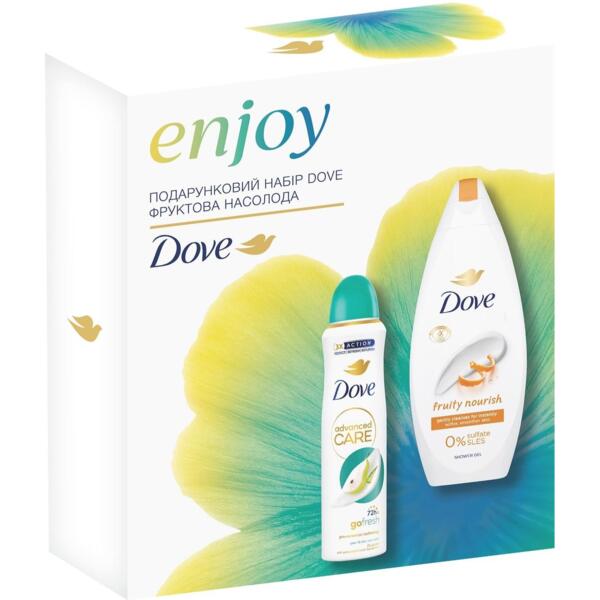 

Подарочный набор Dove Фруктовое Наслаждение Антиперспирант аэрозоль 150 мл + Гель для душа 250 мл