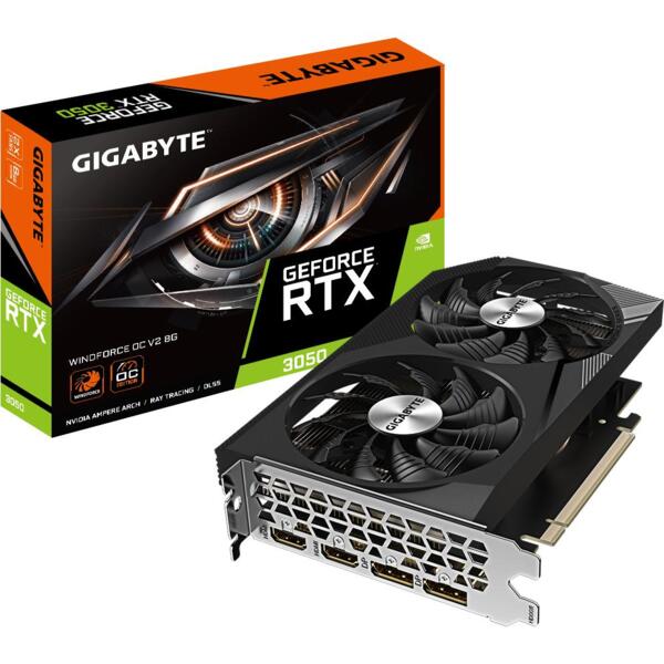 

Видеокарта GIGABYTE GeForce RTX 3050 8GB GDDR6 WINDFORCE OC (GV-N3050WF2OCV2-8GD)