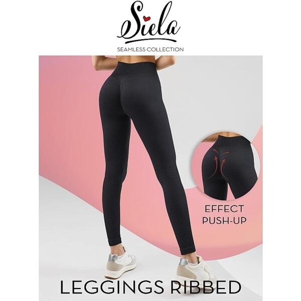 Леггинсы женские SIELA Leggins ribbed S/M черные (4823116924338) фото 