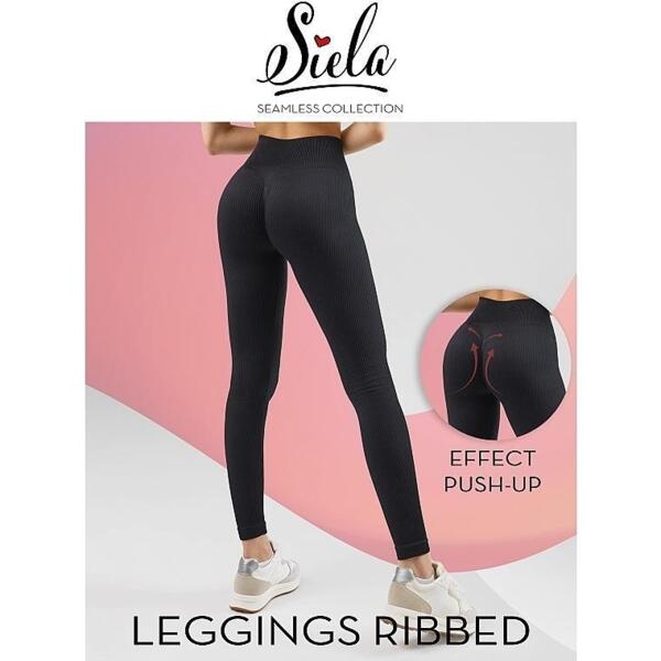 Леггинсы женские SIELA Leggins ribbed L/XL черные (4823116924376) фото 