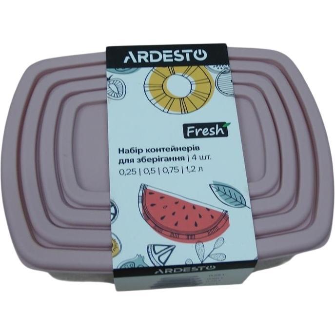 Набір контейнерів ARDESTO Fresh 0.25/0.5/0.75/1.2л, рожевий (AR1312P)фото1