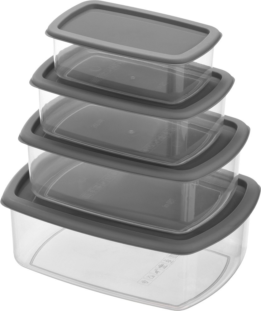 Набір контейнерів ARDESTO Fresh 0.25/0.5/0.75/1.2л, сірий (AR1312R)фото1