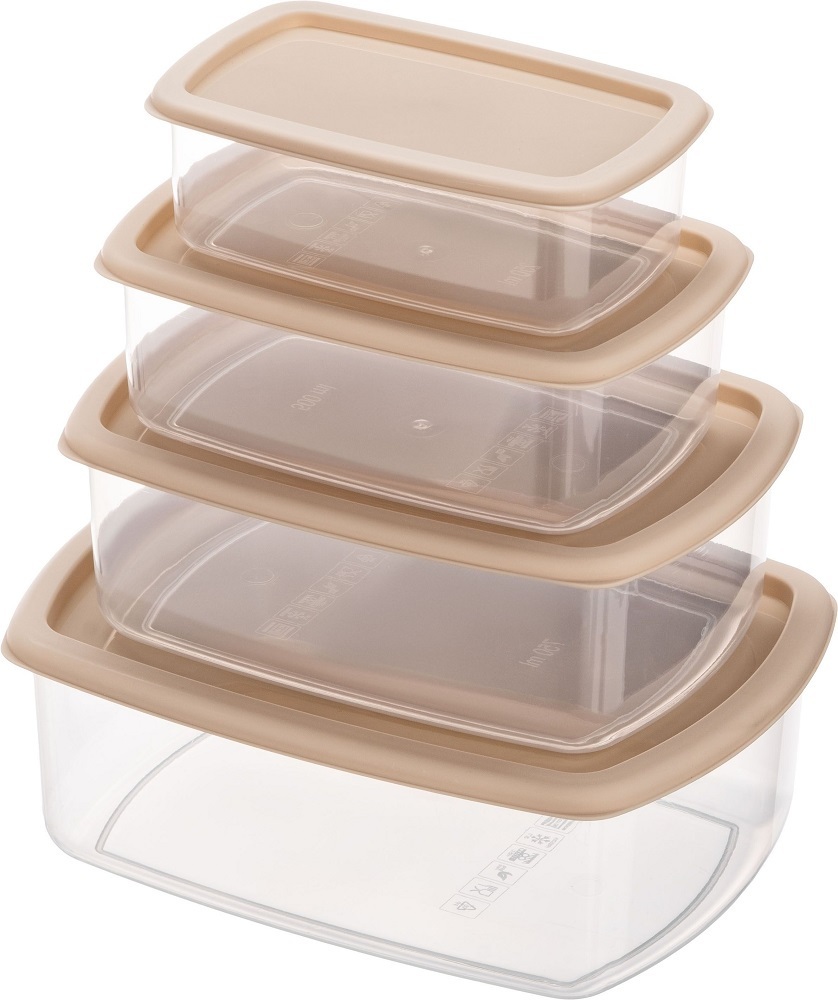 Набір контейнерів ARDESTO Fresh 0.25/0.5/0.75/1.2л, бежевий (AR1312B)фото1