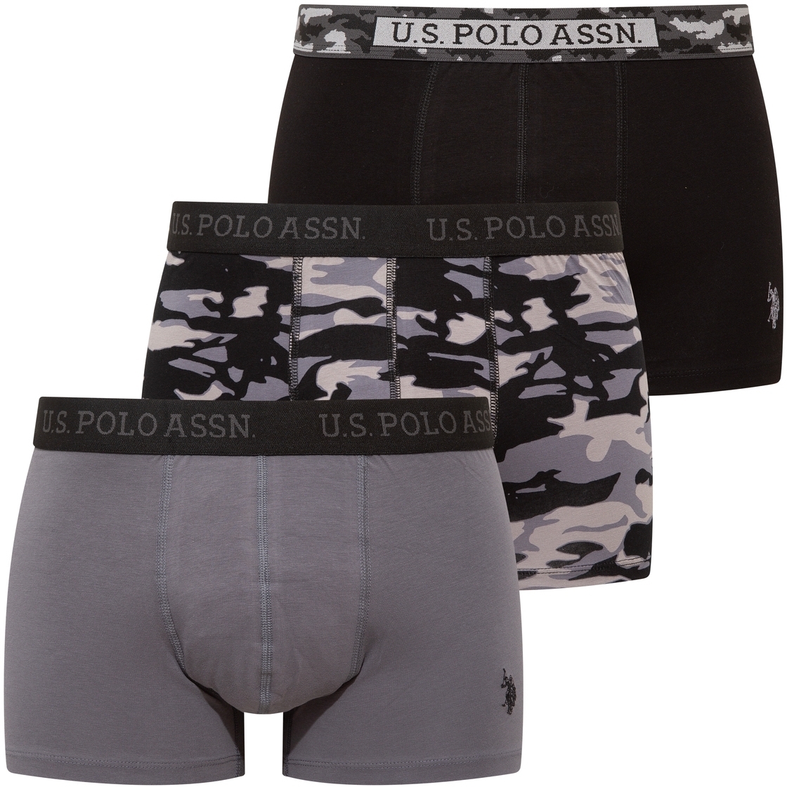 Набір трусів чоловічих U.S. Polo Assn. 80542 M 3 шт. сірий/чорний/принтований (8680557451559)фото1