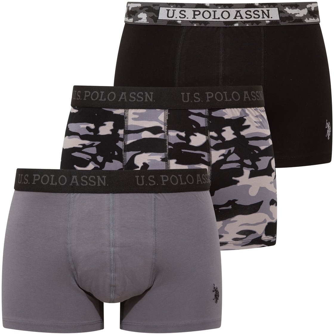 Набор трусов мужских U.S. Polo Assn. 80542 XL 3 шт. серый/черный/принтованый (8680557451573) фото 1