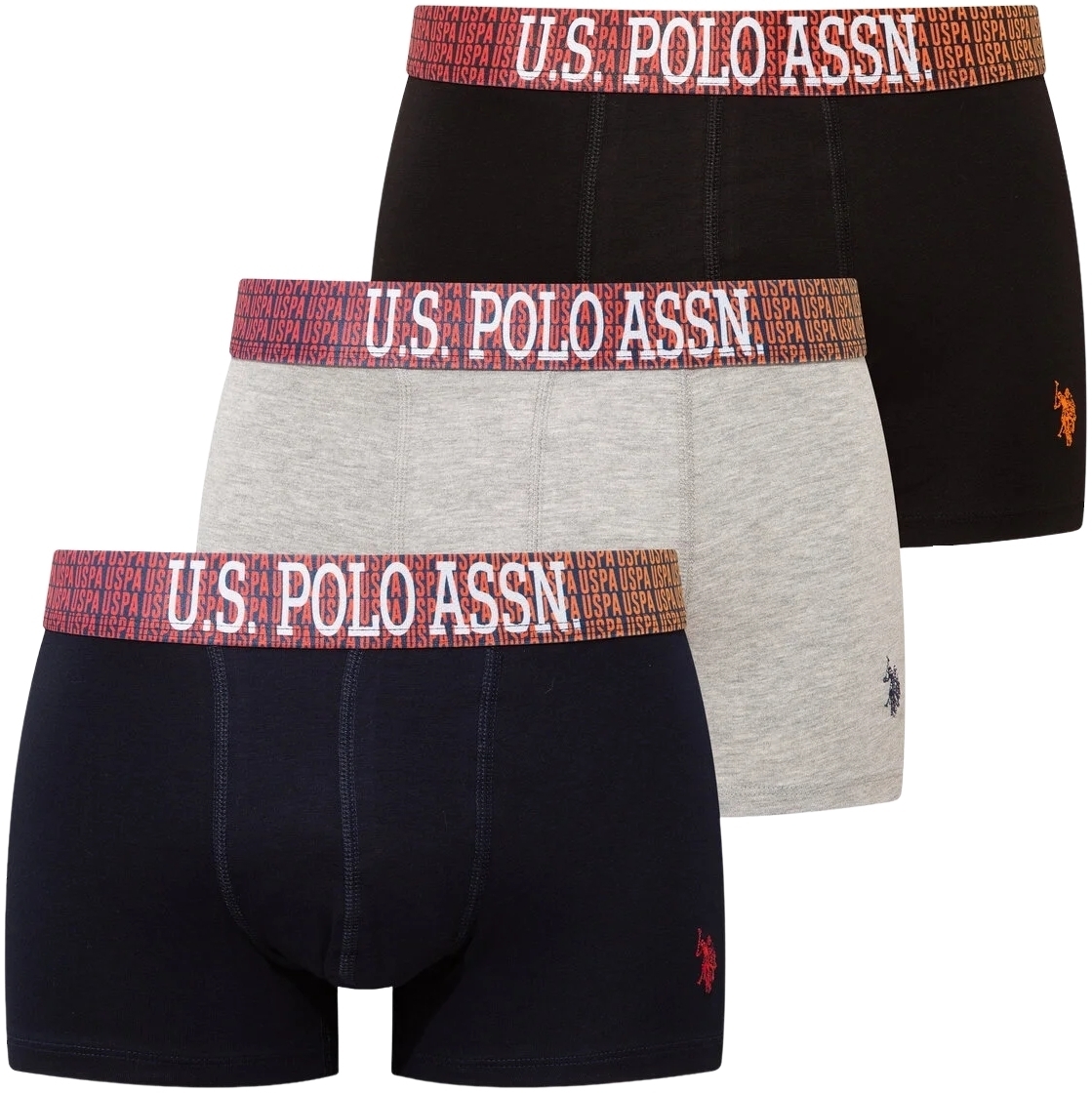 Набор трусов мужских U.S. Polo Assn. 80571 XL 3 шт. серый/черный/темно-синий (8680557451429) фото 1