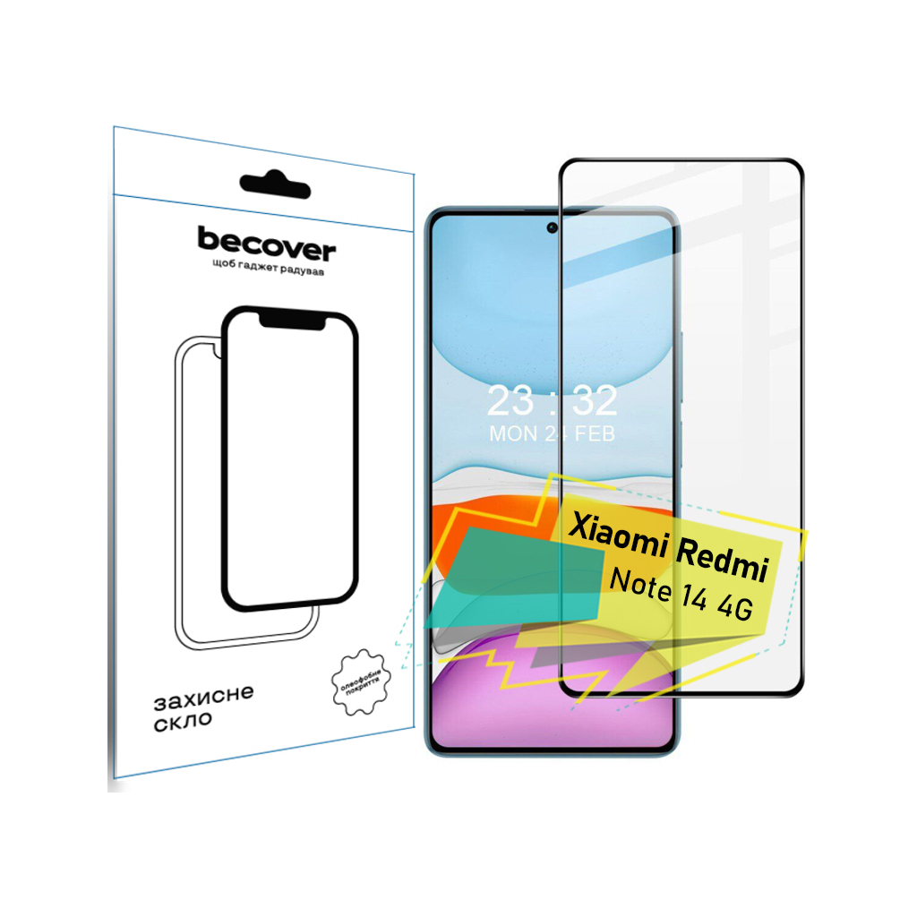 Защитное стекло BeCover для Xiaomi Redmi Note 14 Black (BC_713099) фото1