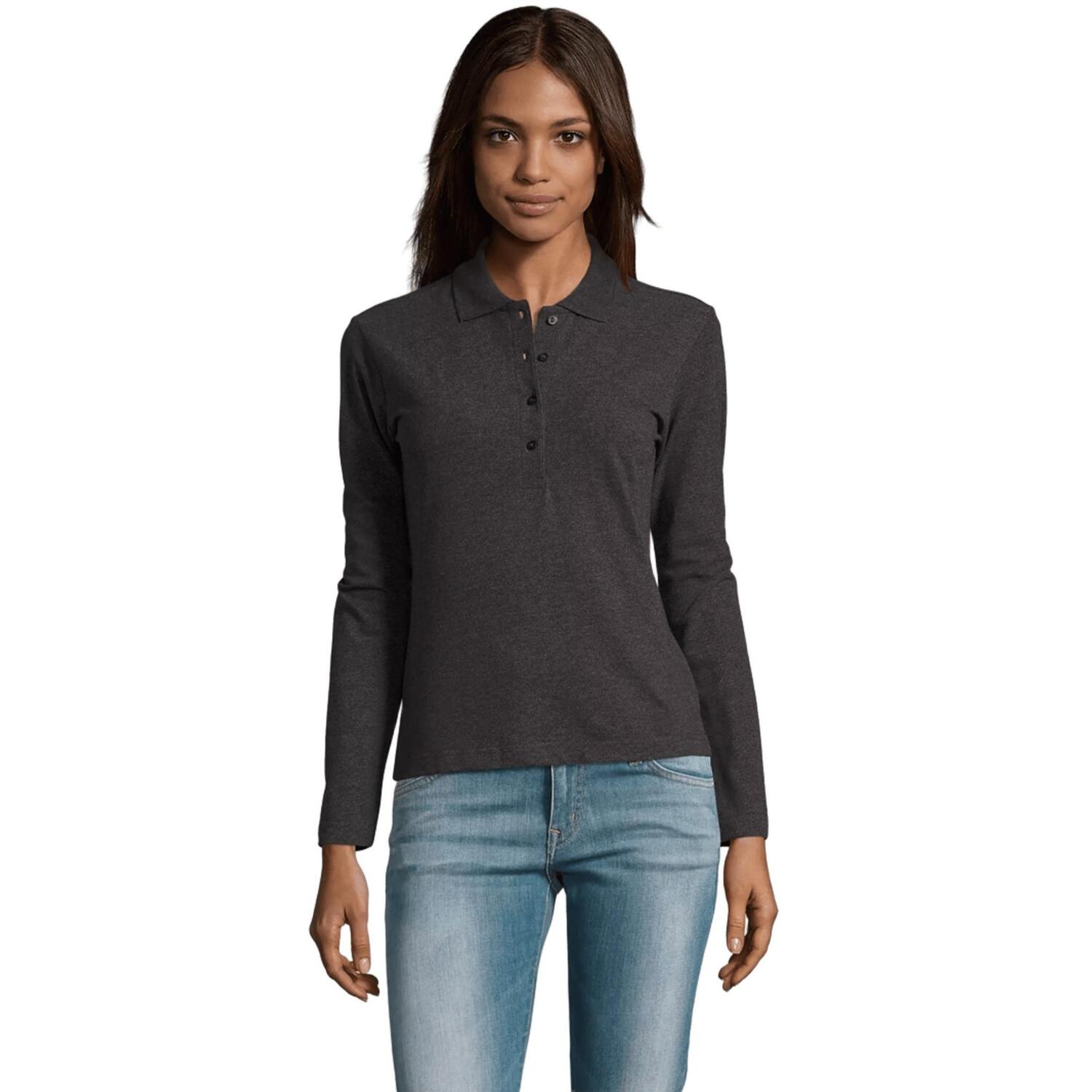 Поло бавовняне жіноче Sol’s PODIUM 11317348 L вугільний меланж