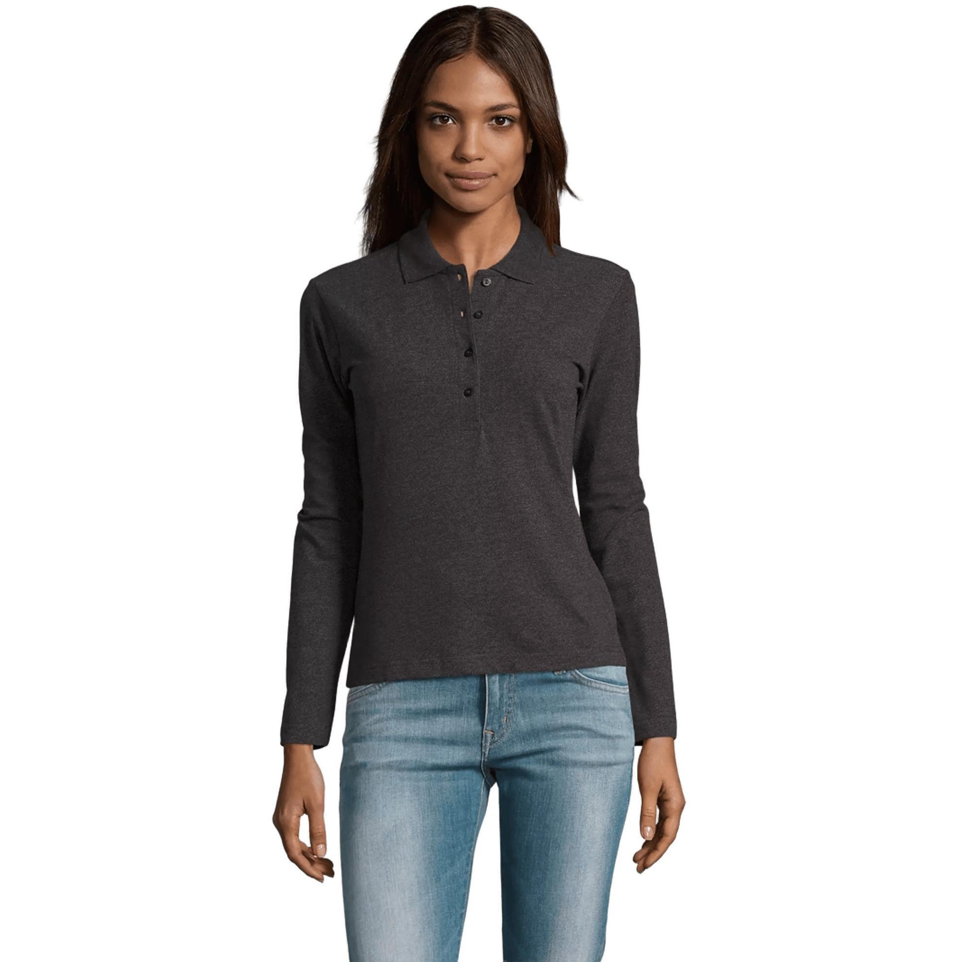 Поло хлопковое женское Sol’s PODIUM 11317348 XL угольный меланж фото 1