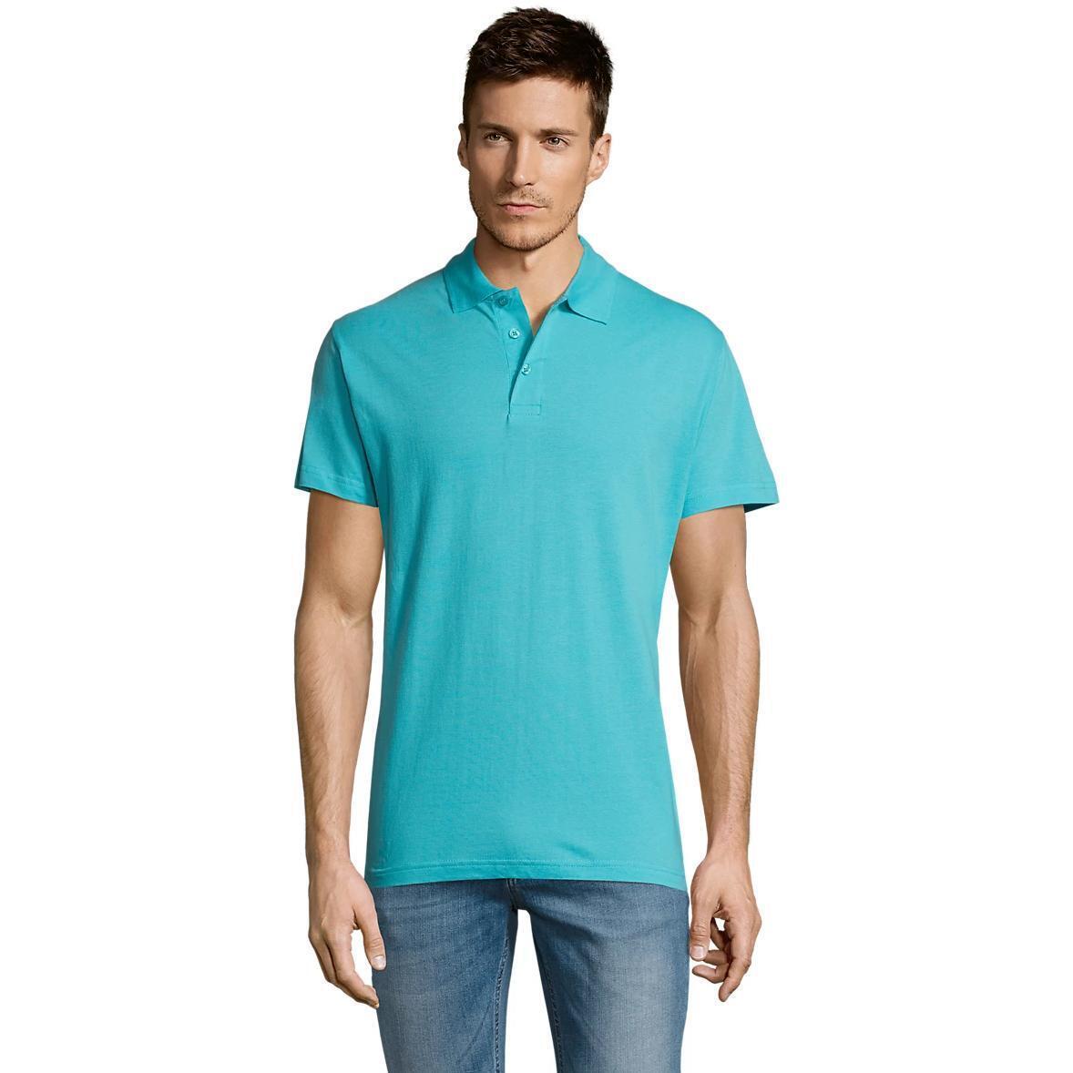 Поло бавовняне чоловіче Sol’s SUMMER II 11342225 XS бірюзовийфото1