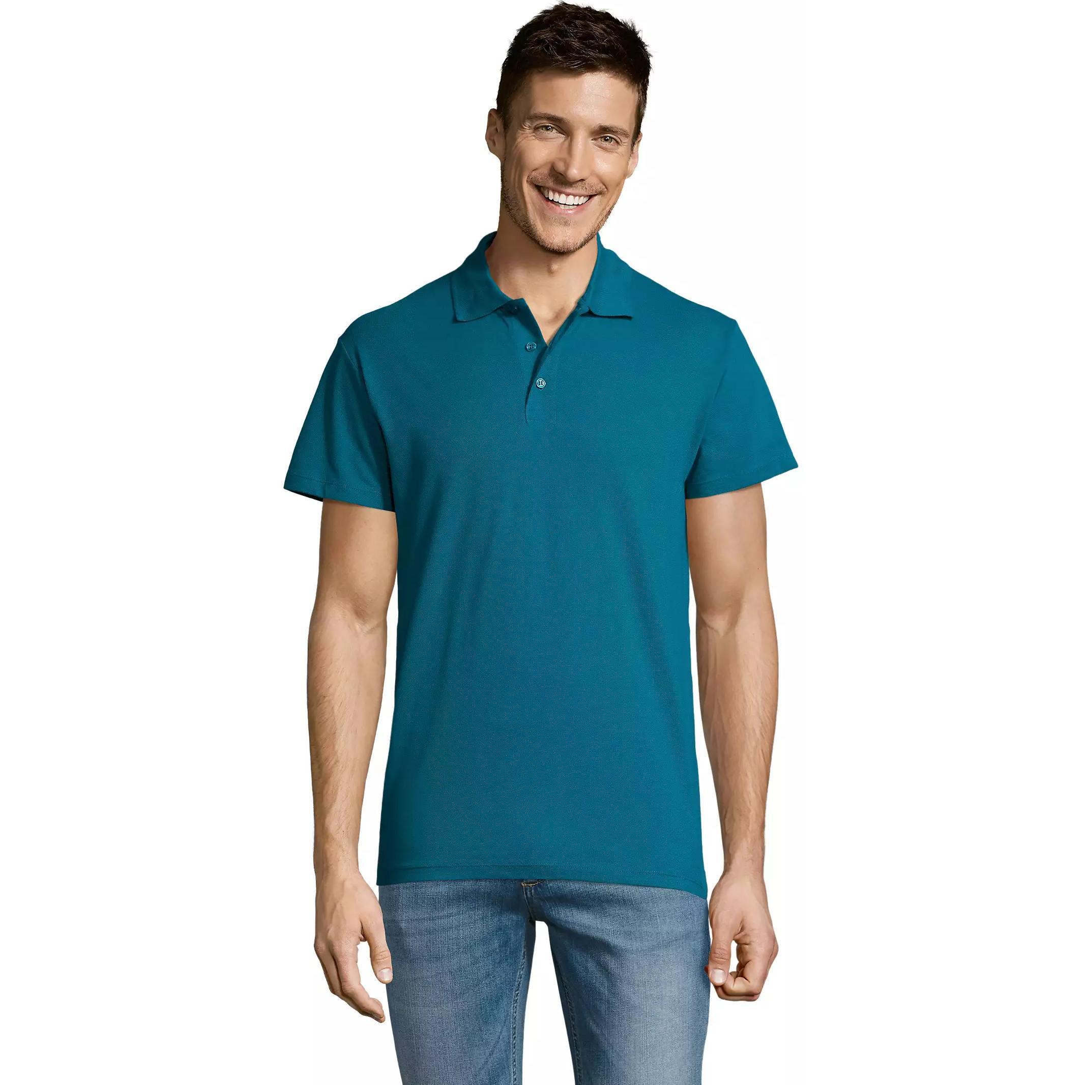 Поло бавовняне чоловіче Sol’s SUMMER II 11342235 L насичений бірюзовийфото1