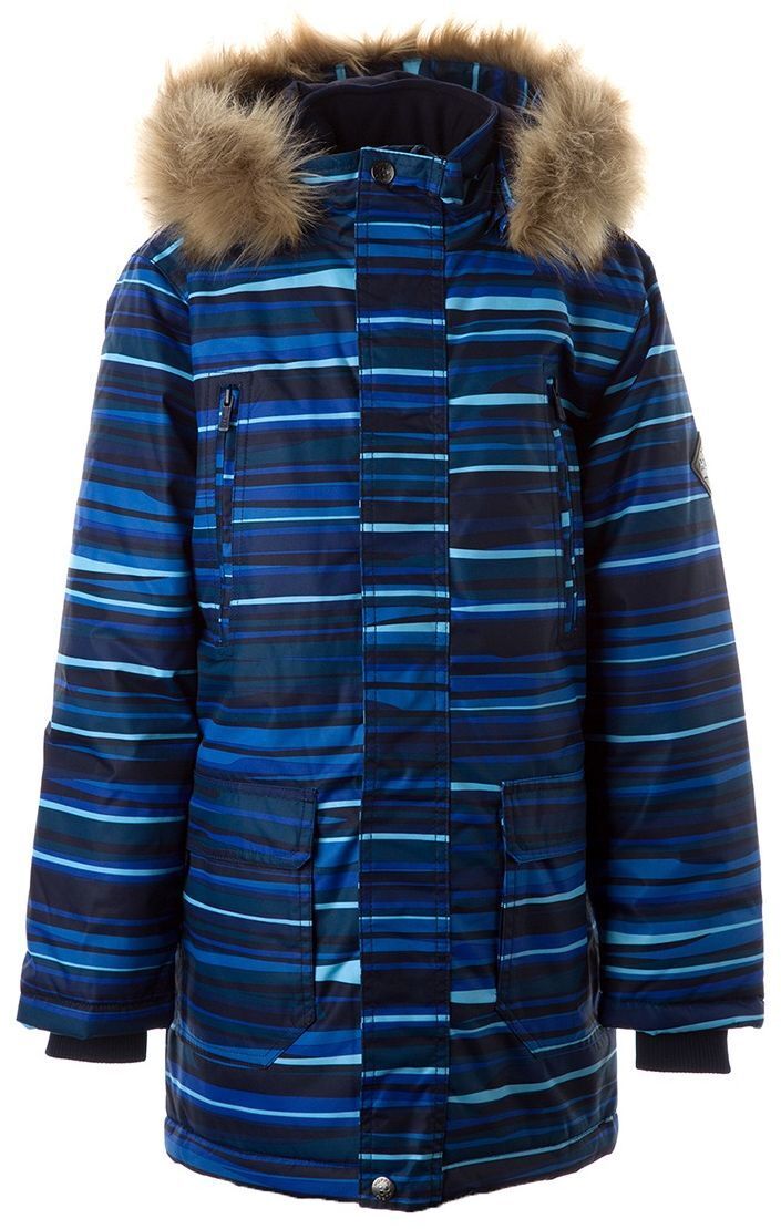 Парка зимняя для мальчика Huppa Roman 12380030-22086 122 темно-синяя с принтом фото 1