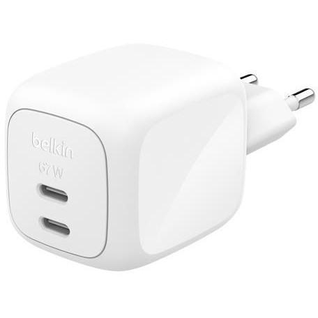 Зарядний пристрій мережевий Belkin 67Вт 2хUSB-С GAN PD PPS, Whiteфото1