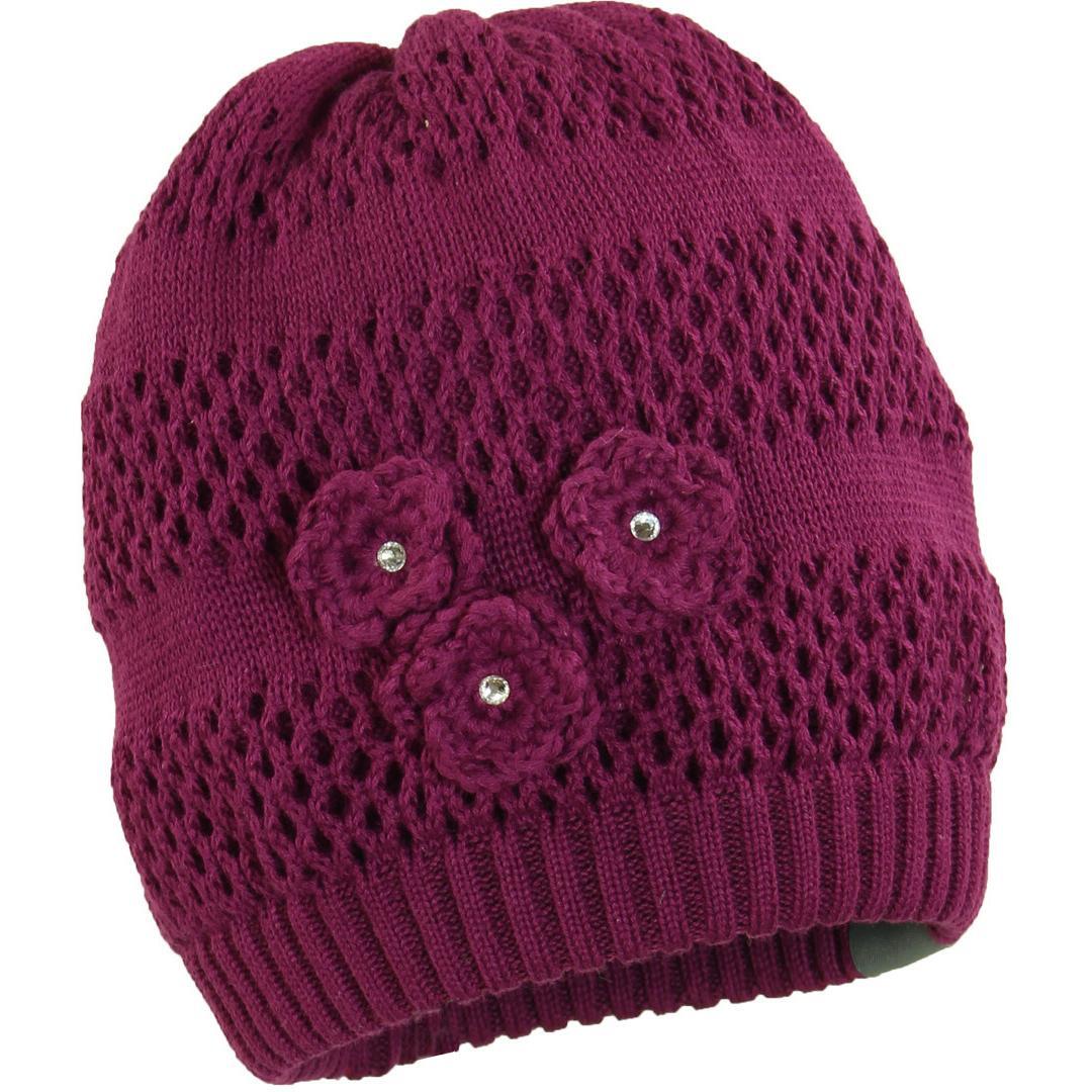 Шапка вязаная для девочки Huppa Gloria 8343BASE-90034 S бордовый