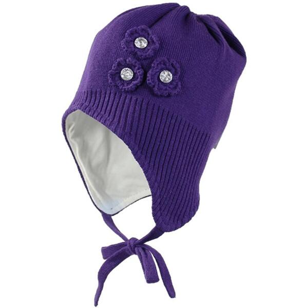 Шапка в’язана зимова для дівчинки Huppa Lara 80380000-70073 XS темно-бузковийфото