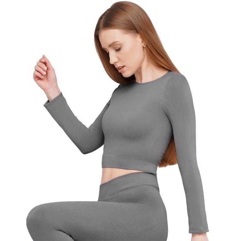 Кроп-топ лонгслів Giulia 6953 Crop Top L/XL сірий