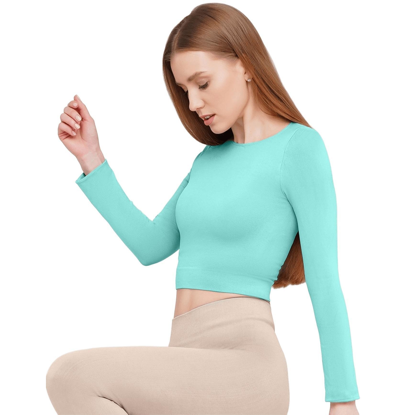 Кроп-топ лонгслив Giulia 6953 Crop Top L/XL мятный фото1