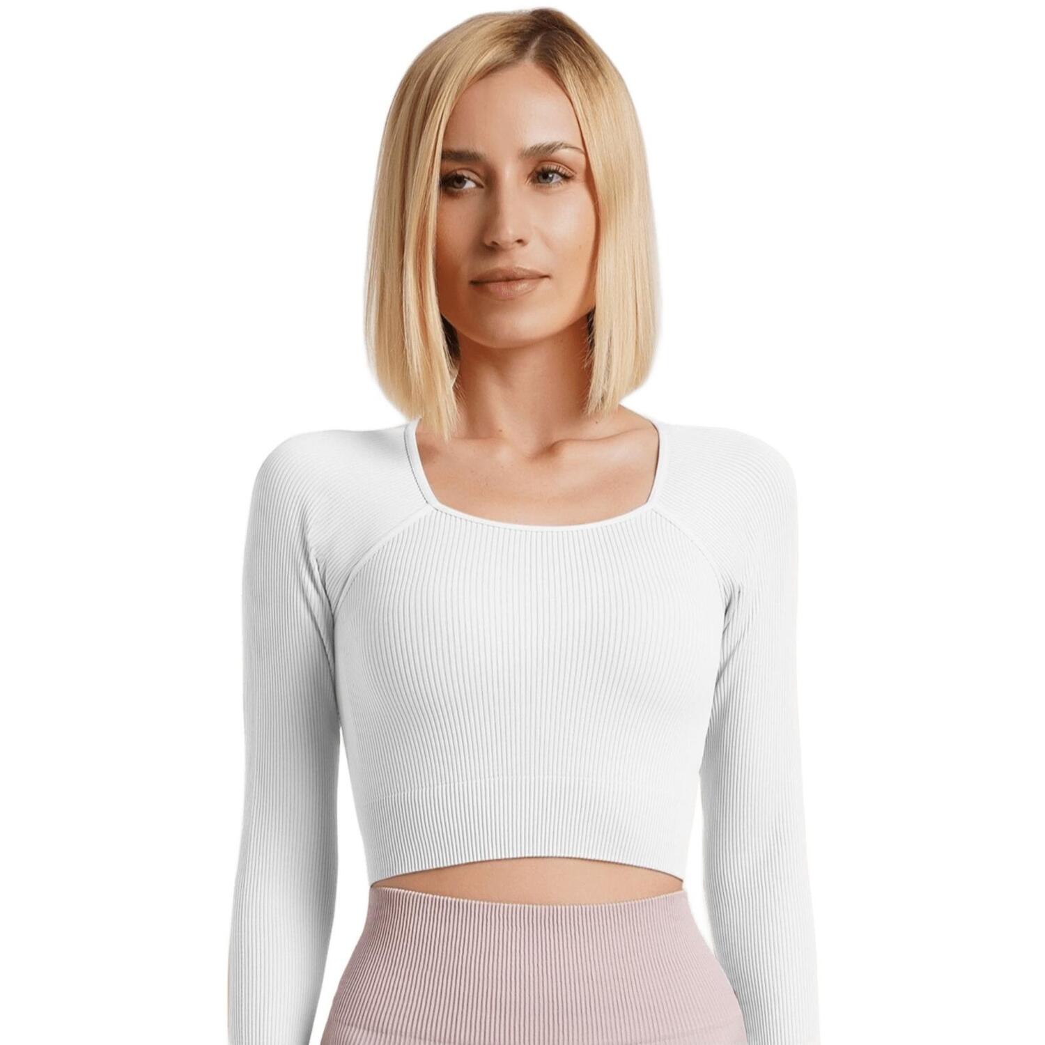 Кроп-топ лонгслів Giulia 7132 Crop Top Rib One size білий