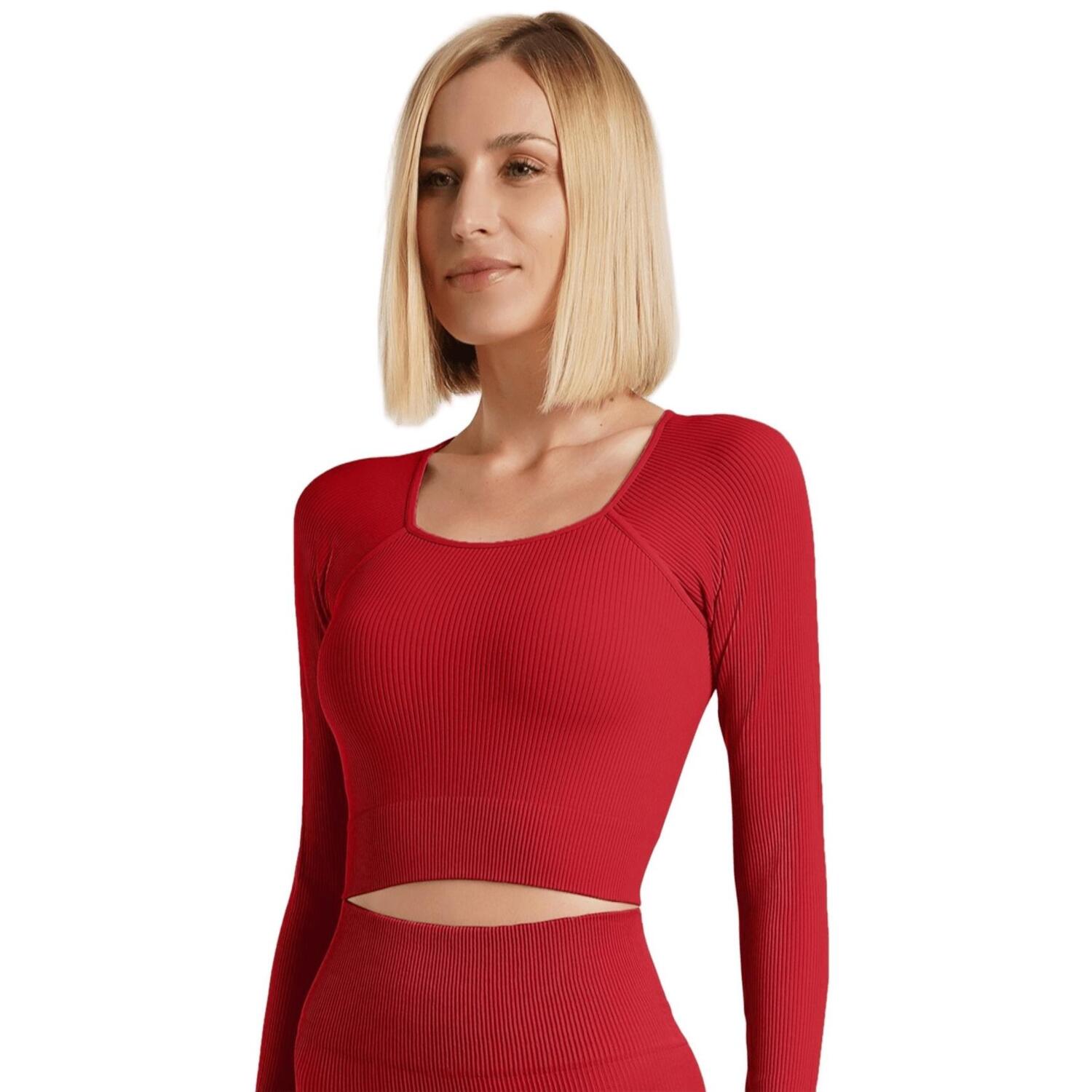 Кроп-топ лонгслів Giulia 7132 Crop Top Rib One size бордовий