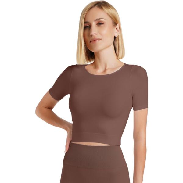 Кроп-топ лонгслів Giulia 6964 Crop T-Shirt L/XL коричневийфото