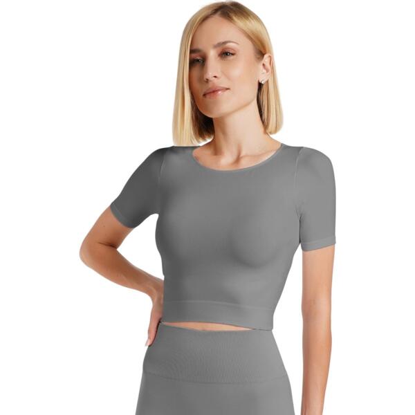 Кроп-топ лонгслів Giulia 6964 Crop T-Shirt L/XL сірийфото