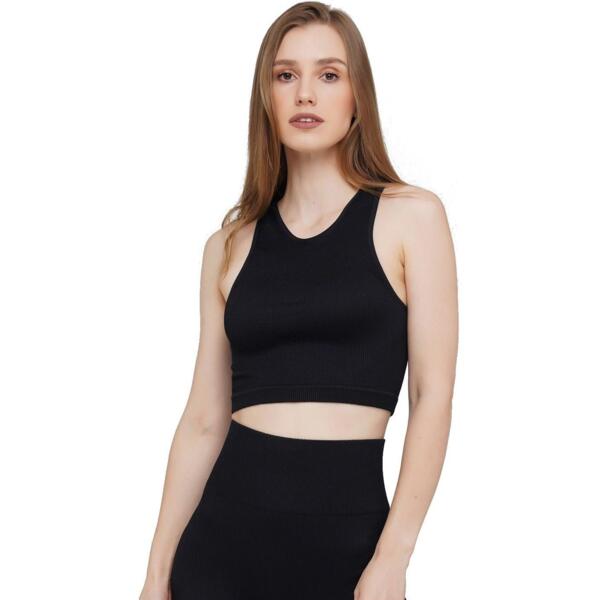 Топ безшовний Giulia 7022 Halter Top Rib S/M чорнийфото