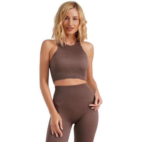 

Топ бесшовный Giulia 7022 Halter Top Rib L/XL коричневий