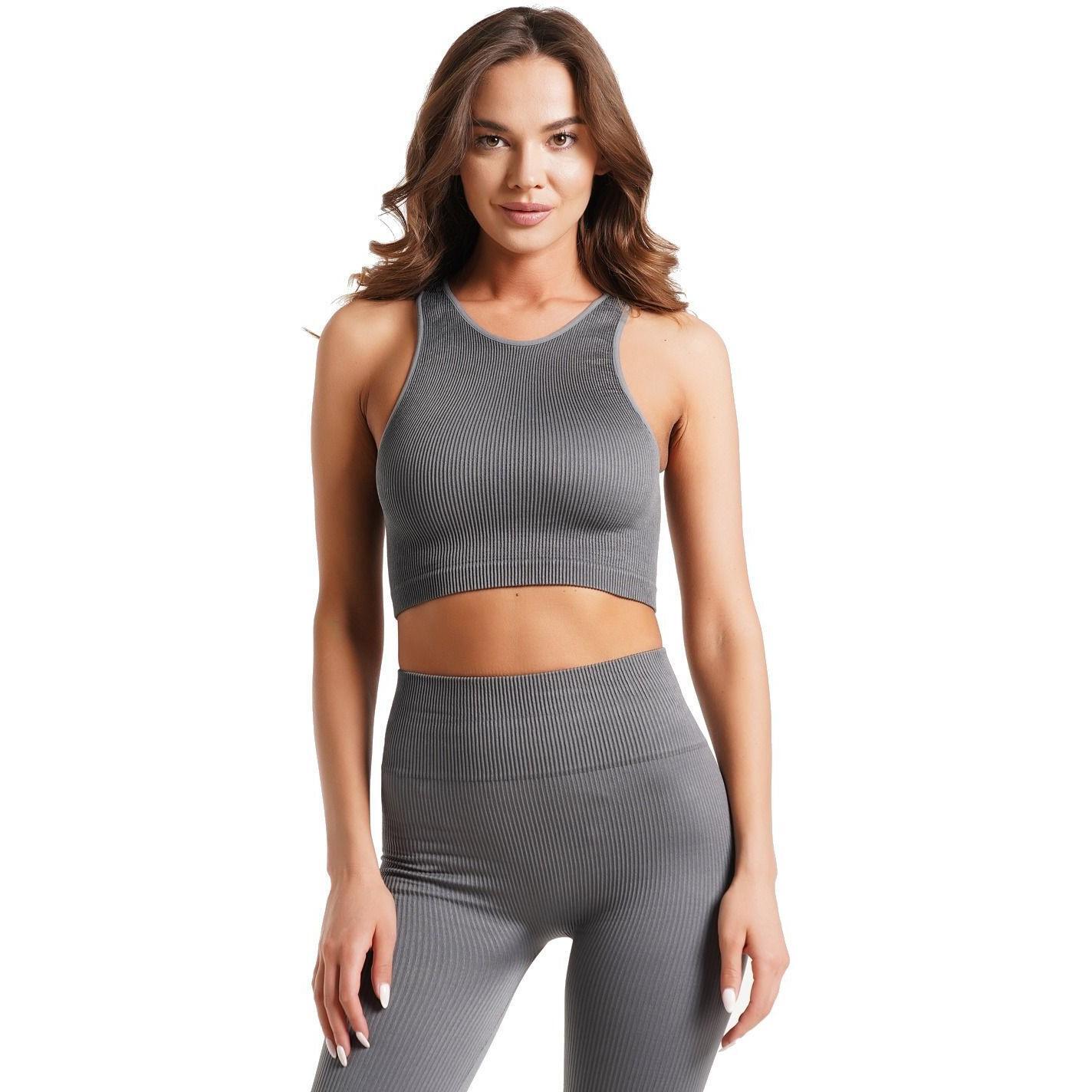 Топ безшовний Giulia 7022 Halter Top Rib S/M сірий