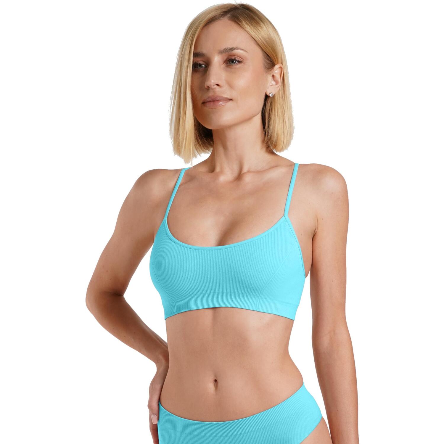 Топ-бра в рубчик Giulia 7120 Cami Top Rib S/M голубой