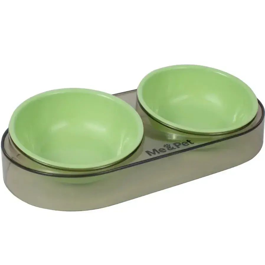 Кормушка Me&Pet двойная цветная (Зеленый) фото 1
