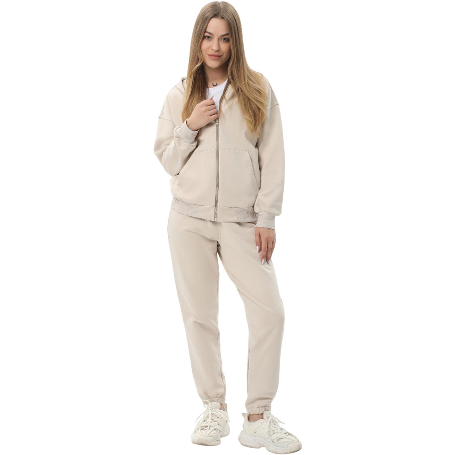 Спортивний костюм жіночий толстовка та штани RAY Premium loose U0809W L бежевий