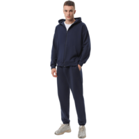 Спортивный костюм мужской худи на молнии и брюки RAY Premium loose U0809M L темно-синий
