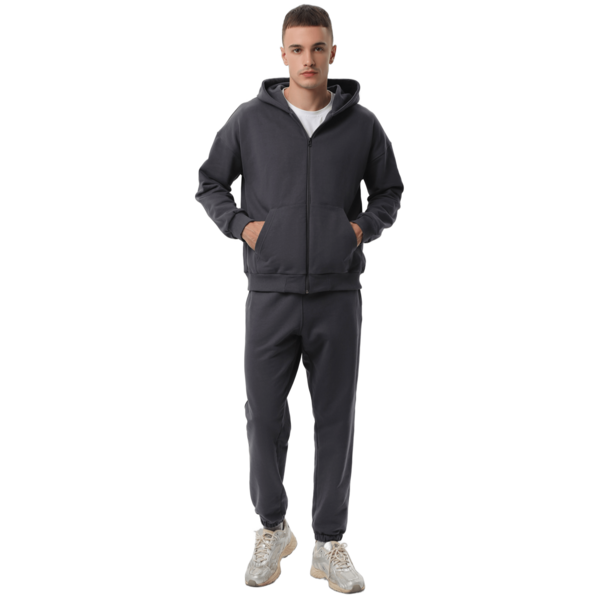 

Спортивный костюм мужской худи на молнии и брюки RAY Premium loose U0809M 3XL темно-серый