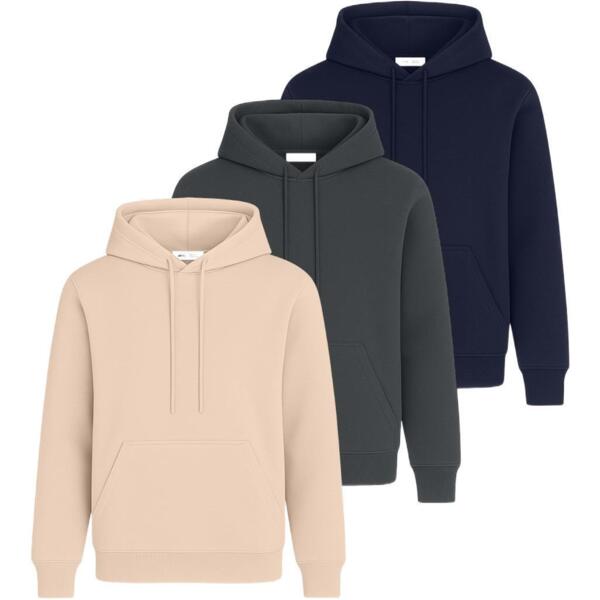 Набор худи утепленных мужских RAY Basic U0401M XL 3шт бежевый/темно-серый/темно-синий фото 
