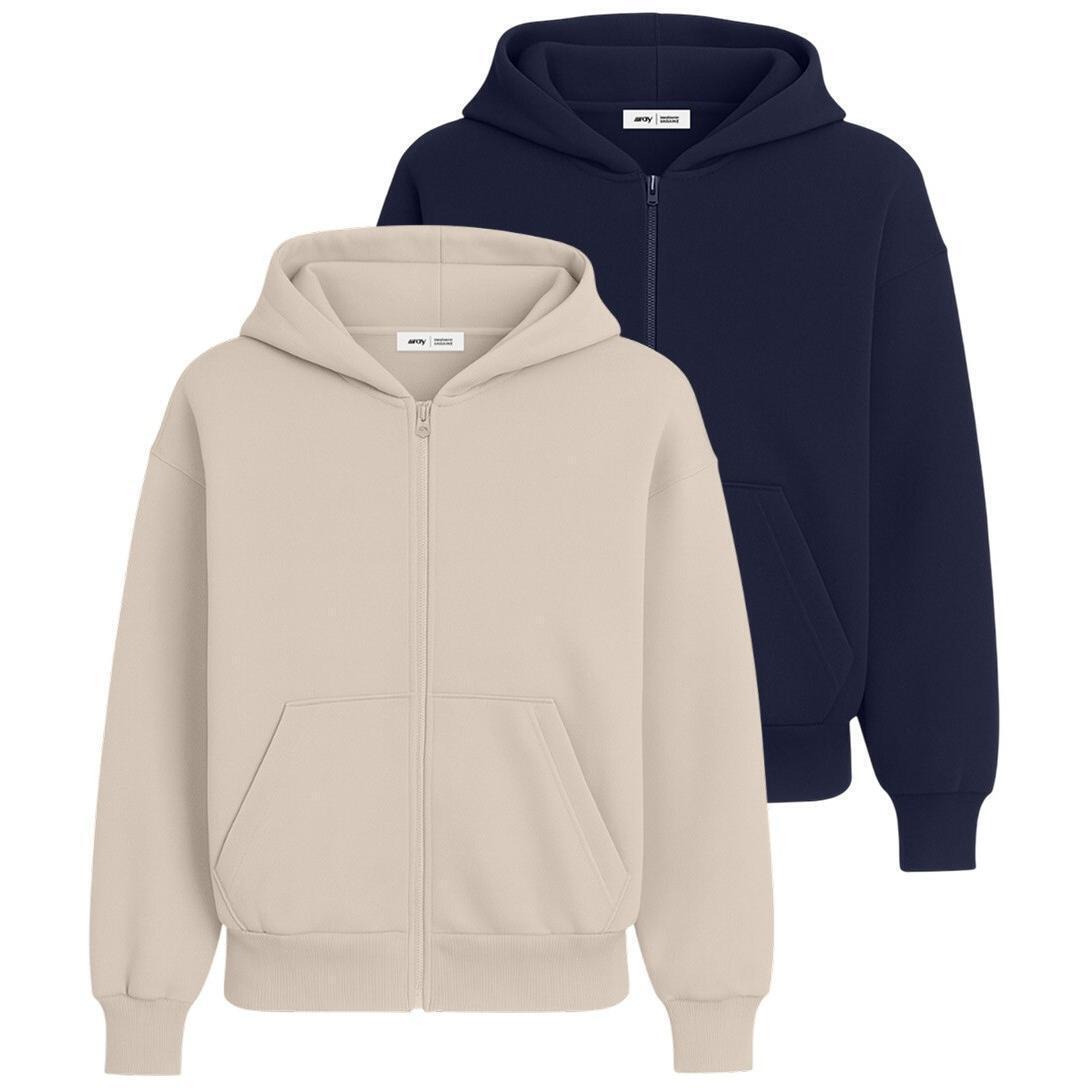 Набор худи женских базовых RAY Premium loose U0409W 2XL 2шт бежевый/темно-синий