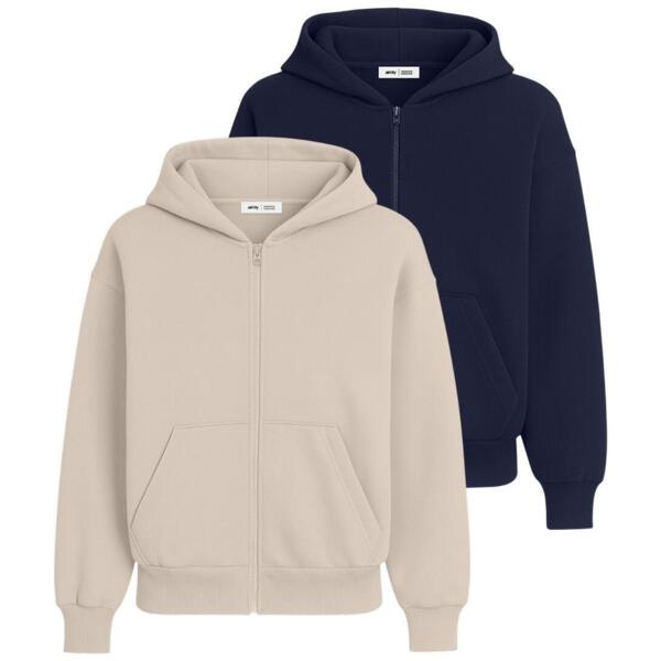 Набор худи женских базовых RAY Premium loose U0409W 3XL 2шт бежевый/темно-синий фото 