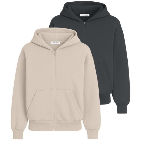 Набор худи женских базовых RAY Premium loose U0409W XL 2шт бежевый/темно-серый фото 