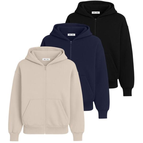 

Набор худи женских базовых RAY Premium loose U0409W 2XL 3шт бежевый/темно-синий/черный